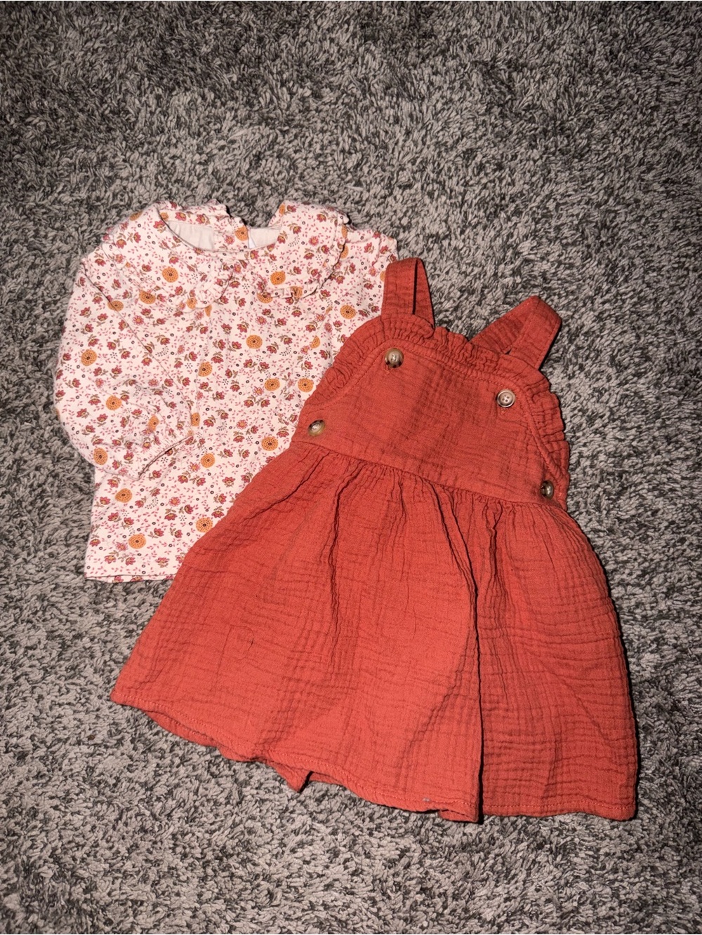 Rust Orange Dress with Floral Top